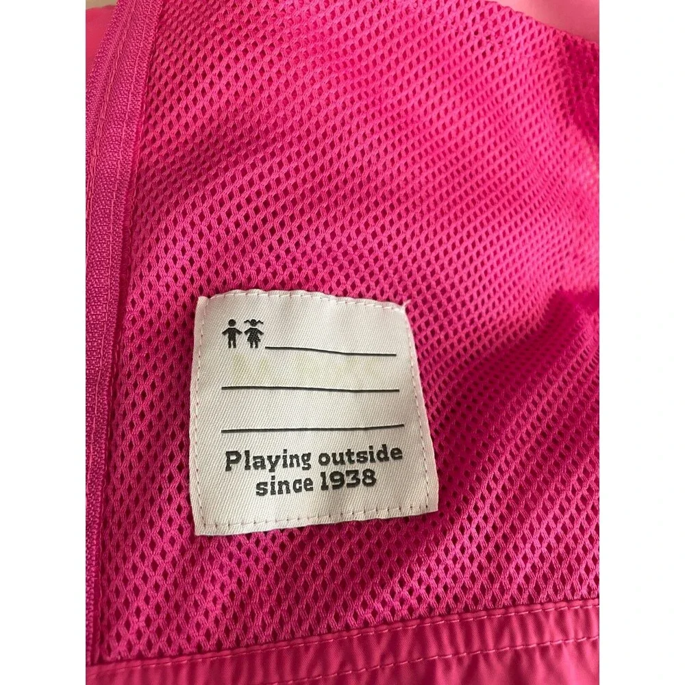COLUMBIA Girls Rain JACKET Hooded PINK Zip Front Size L 14/16